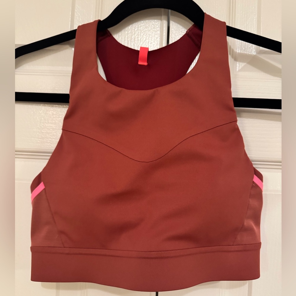 Brooks Terracotta/Fluoro Pink 3 Pocket Sports Bra
